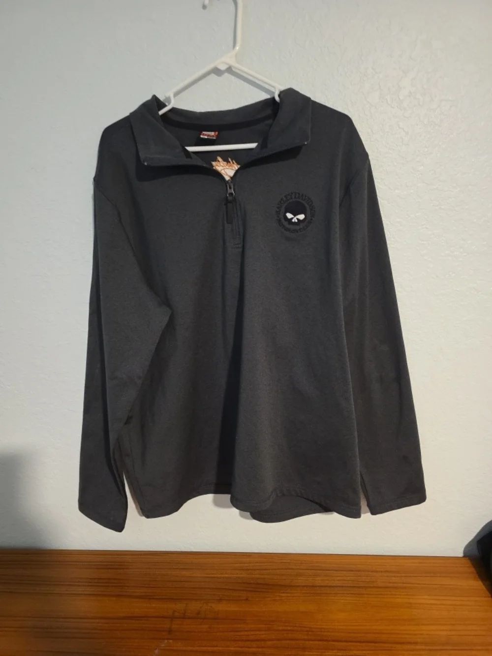 Harley-Davidson Men's Black Quarter-Zip Pullover Sweater